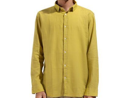Linen Regular Fit Long Sleeve Shirt - Mustard