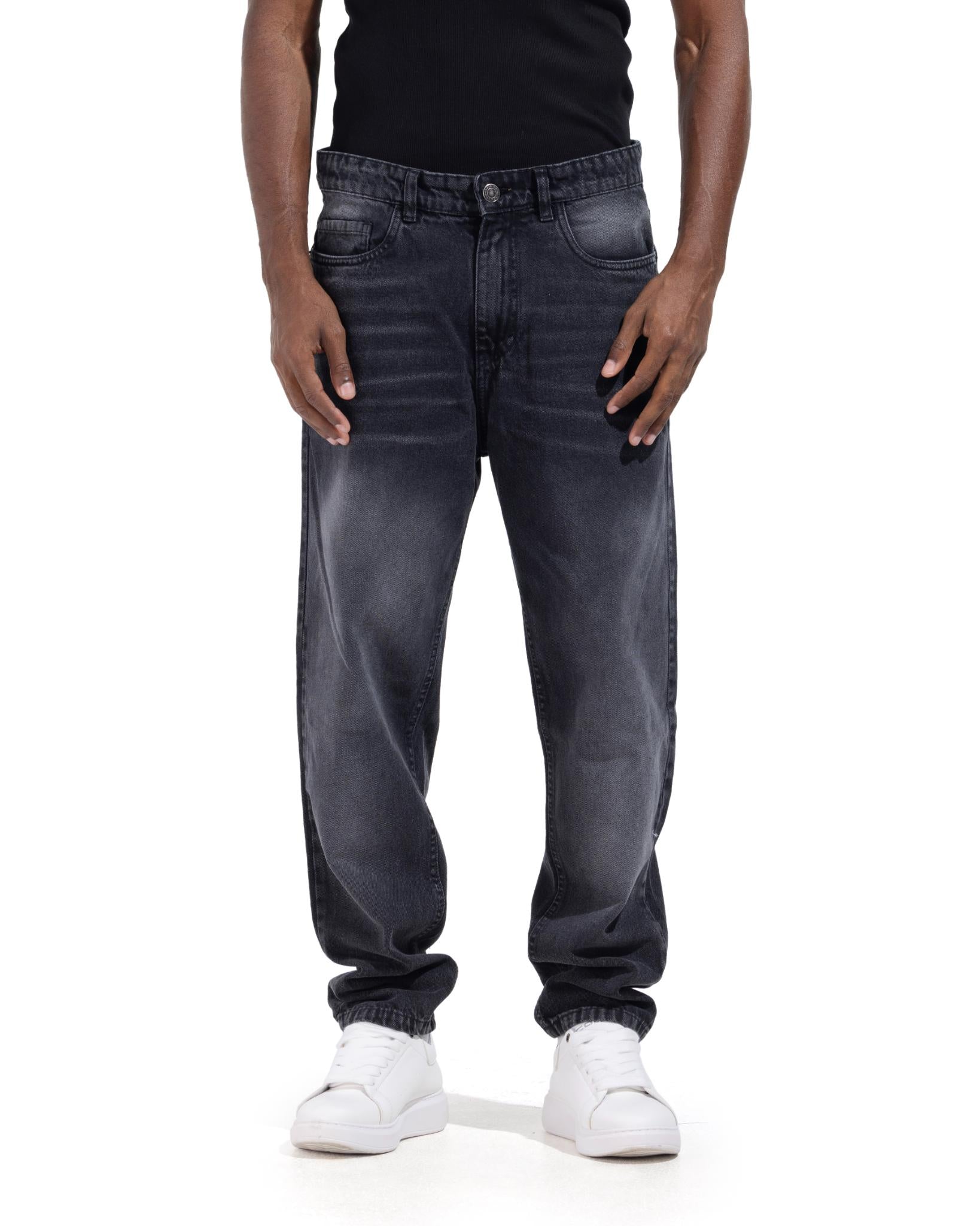 Slim Fit Jeans In Black With Effect