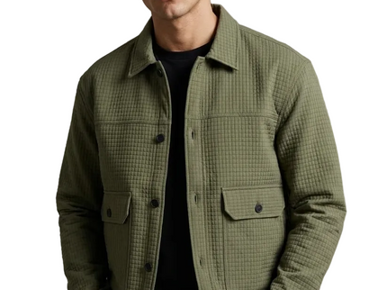 Men's Olive Green Textured Utility Jacket