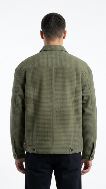 Men's Olive Green Textured Utility Jacket