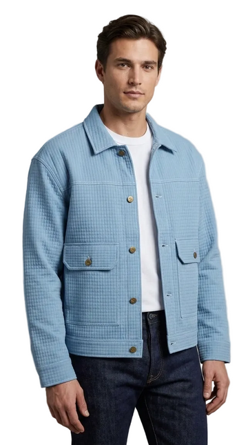 Men's Olive Green Textured Utility Jacket