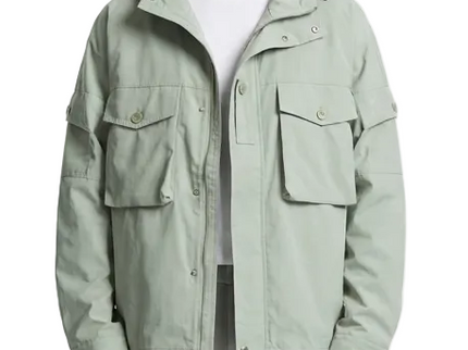 : Men's Teal Blue Hooded Utility Jacket