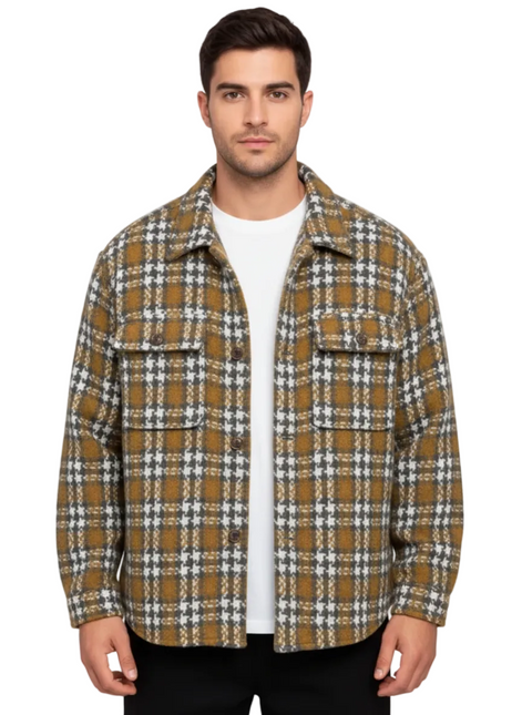 Mustard Plaid Overshirt Jacket