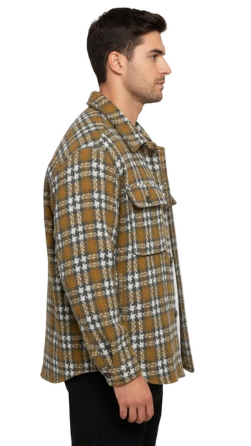 Mustard Plaid Overshirt Jacket