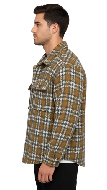 Mustard Plaid Overshirt Jacket