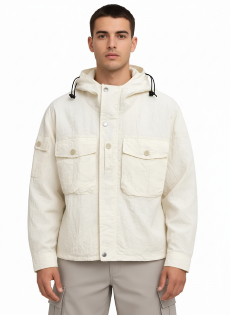 Textured Hooded Utility Jacket