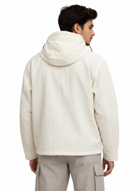 Textured Hooded Utility Jacket