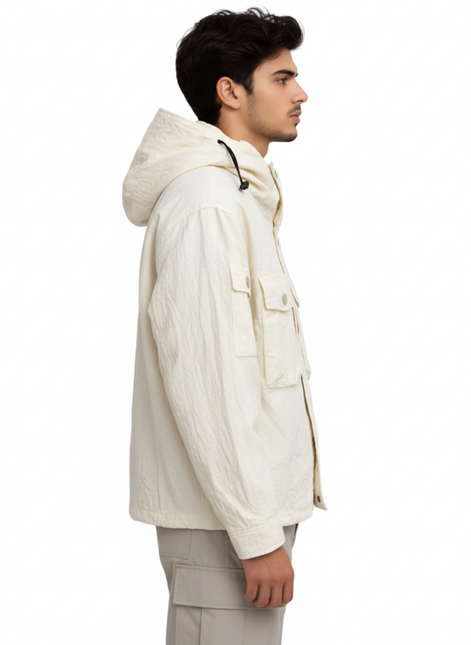 Textured Hooded Utility Jacket