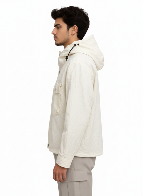 Textured Hooded Utility Jacket