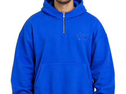 Cobalt Blue Oversized Quarter-Zip Hoodie