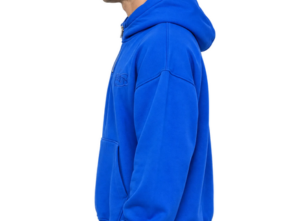 Cobalt Blue Oversized Quarter-Zip Hoodie