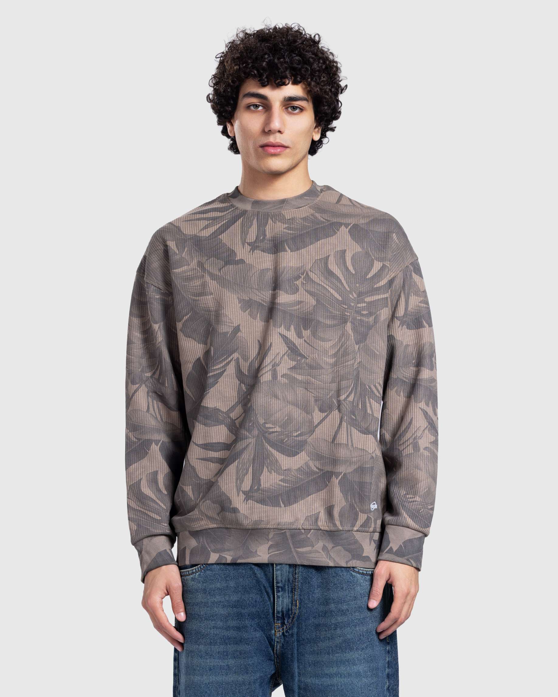 Brown Patterned Crewneck
