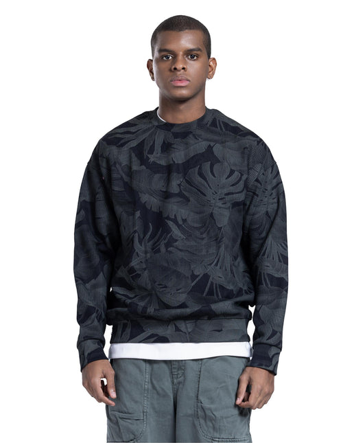 CATCH Black Botanical Jacquard Sweatshirt