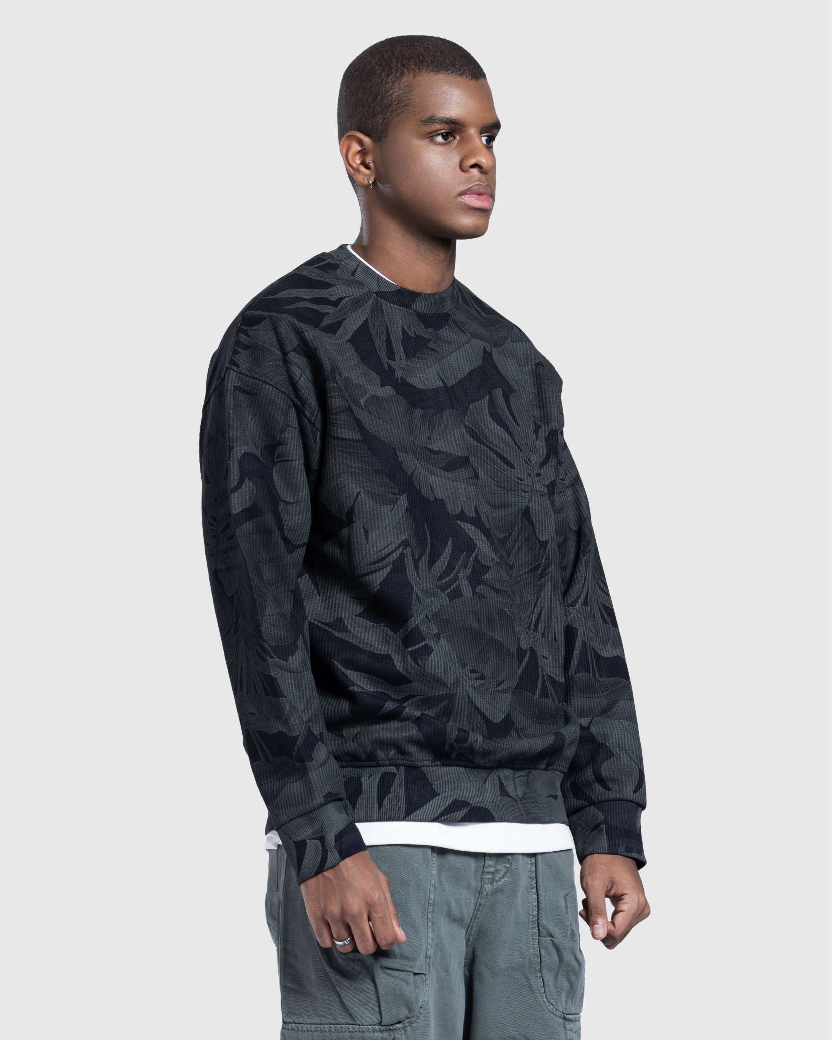 Black Patterned Crewneck