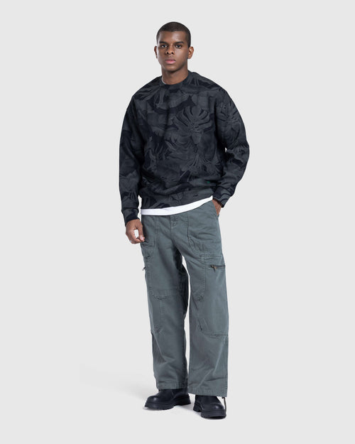 Black Patterned Crewneck