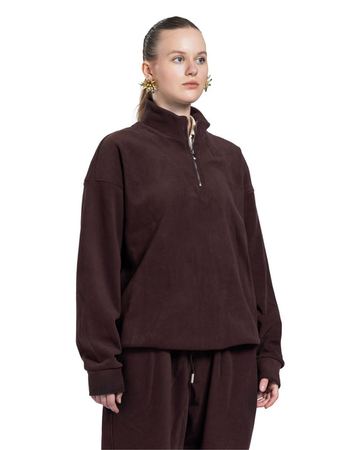 CATCH Brown Half-Zip Sweat Set