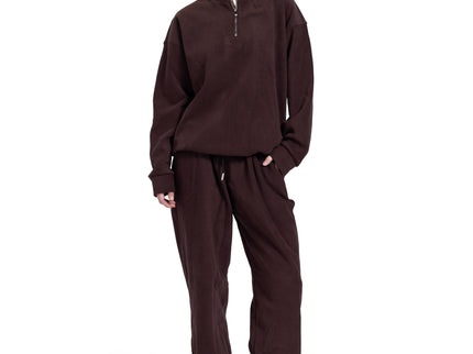 CATCH Brown Half-Zip Sweat Set