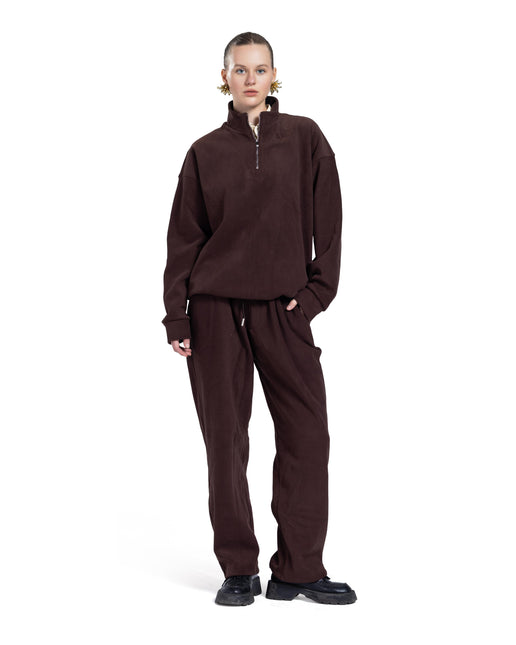 CATCH Brown Half-Zip Sweat Set