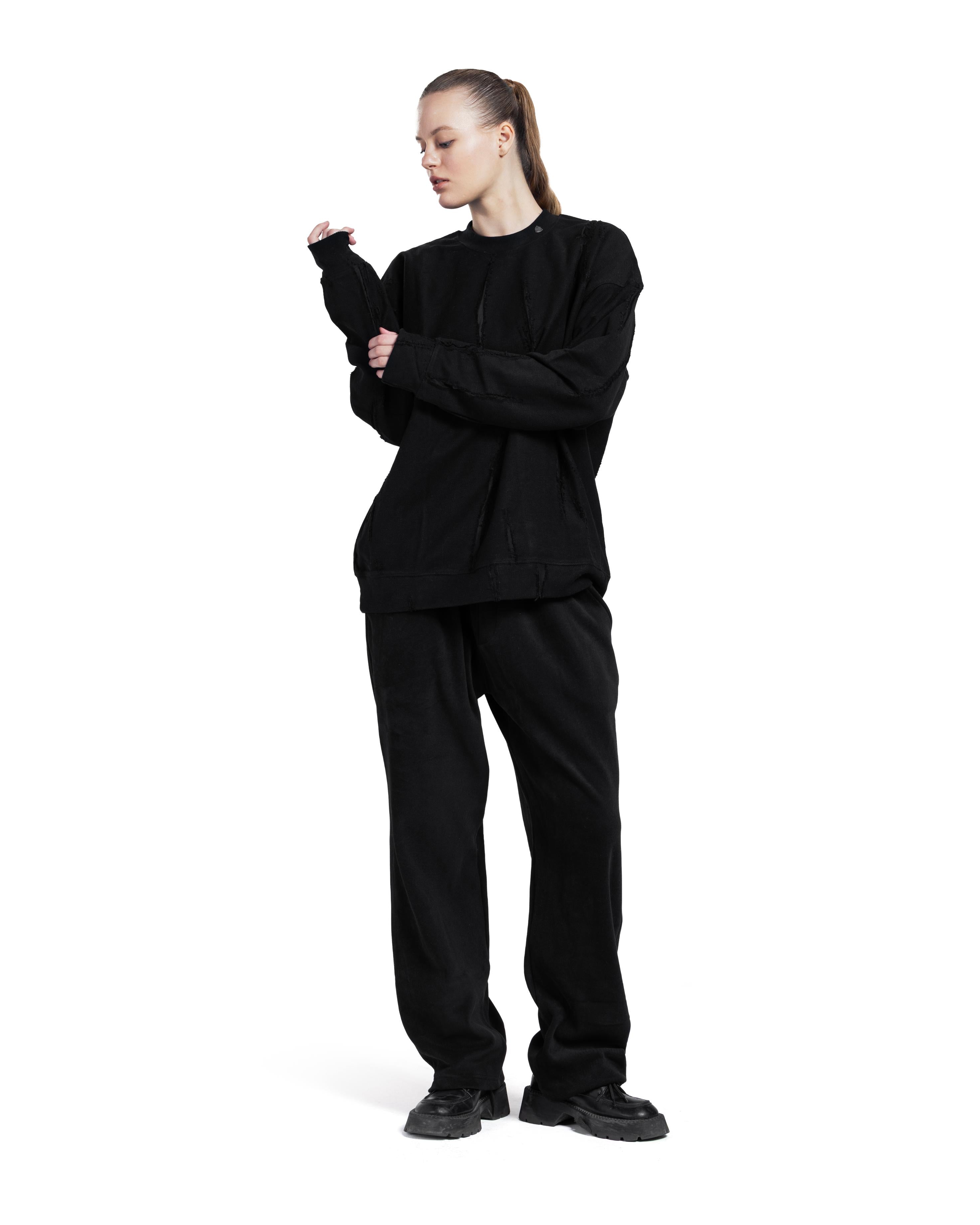 Black Patterned Crewneck sweatshirt