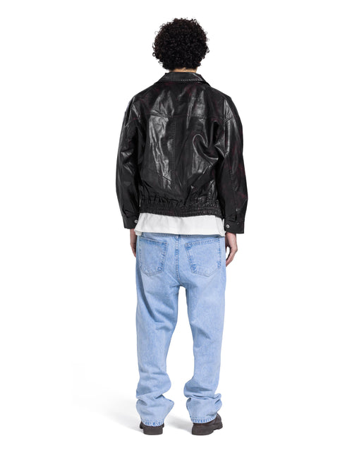 Leather Utility Bomber Jacket