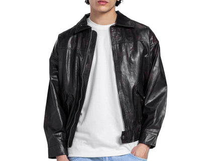 Leather Utility Bomber Jacket