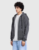 Grey Zip Long Hoodie