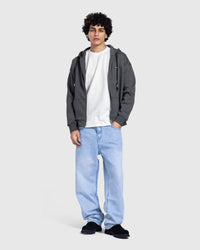 Grey Zip Long Hoodie