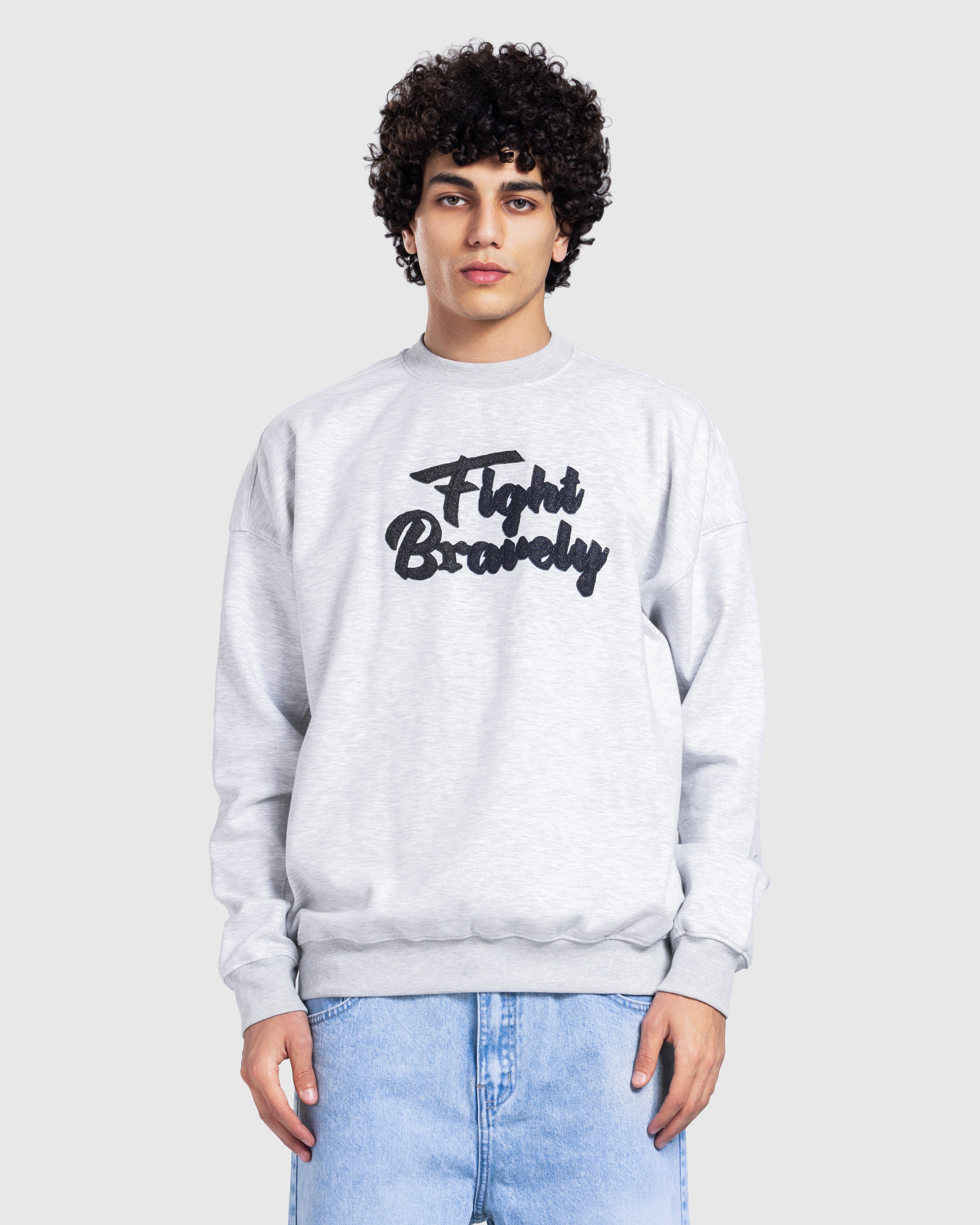 Printed basic sweatshirt in Gray