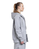 L Grey Zip Long Hoodie