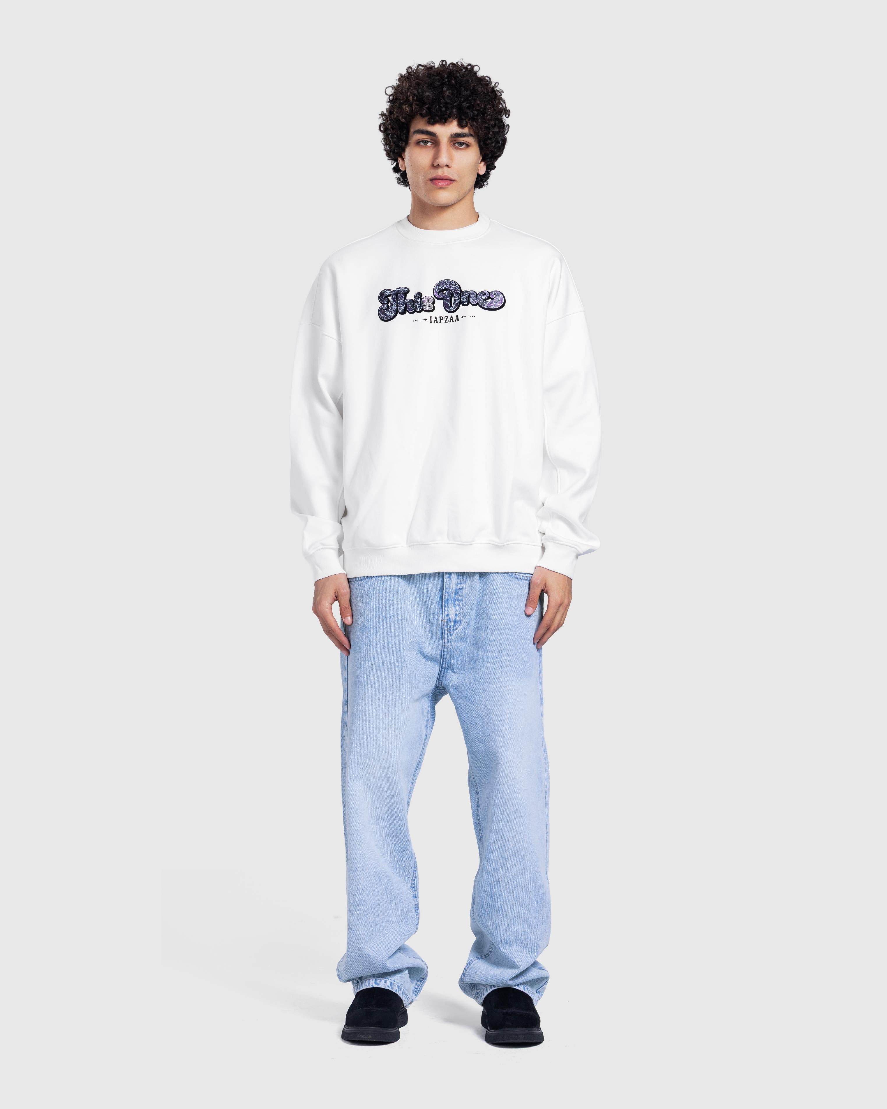 White sweetshirt printed