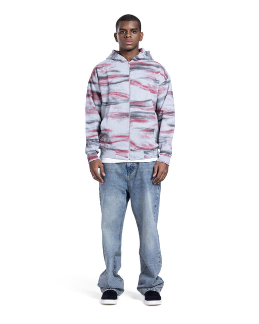 Abstract Wave Zip-Up Hoodie