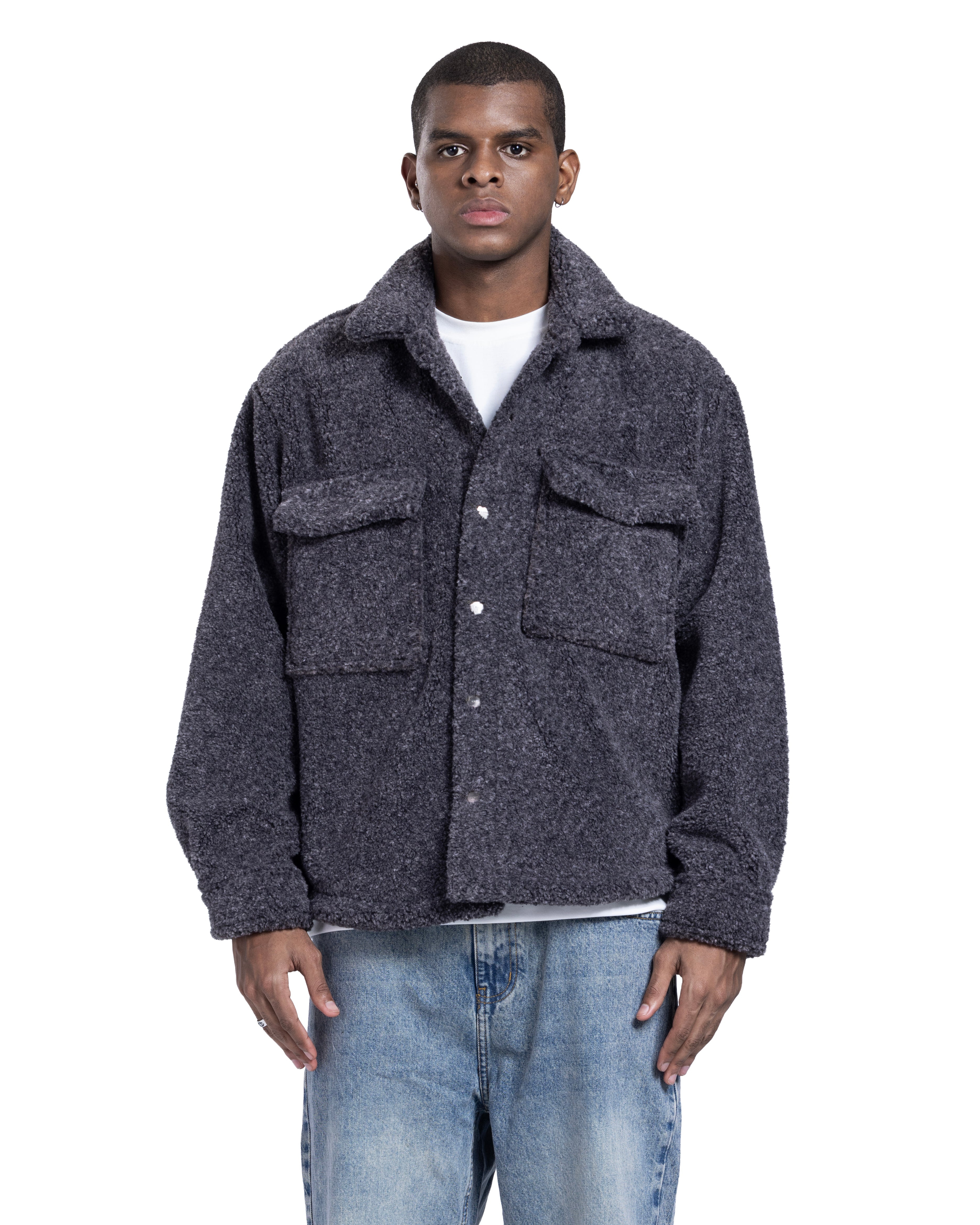 Dark Grey Faux Fur Jacket