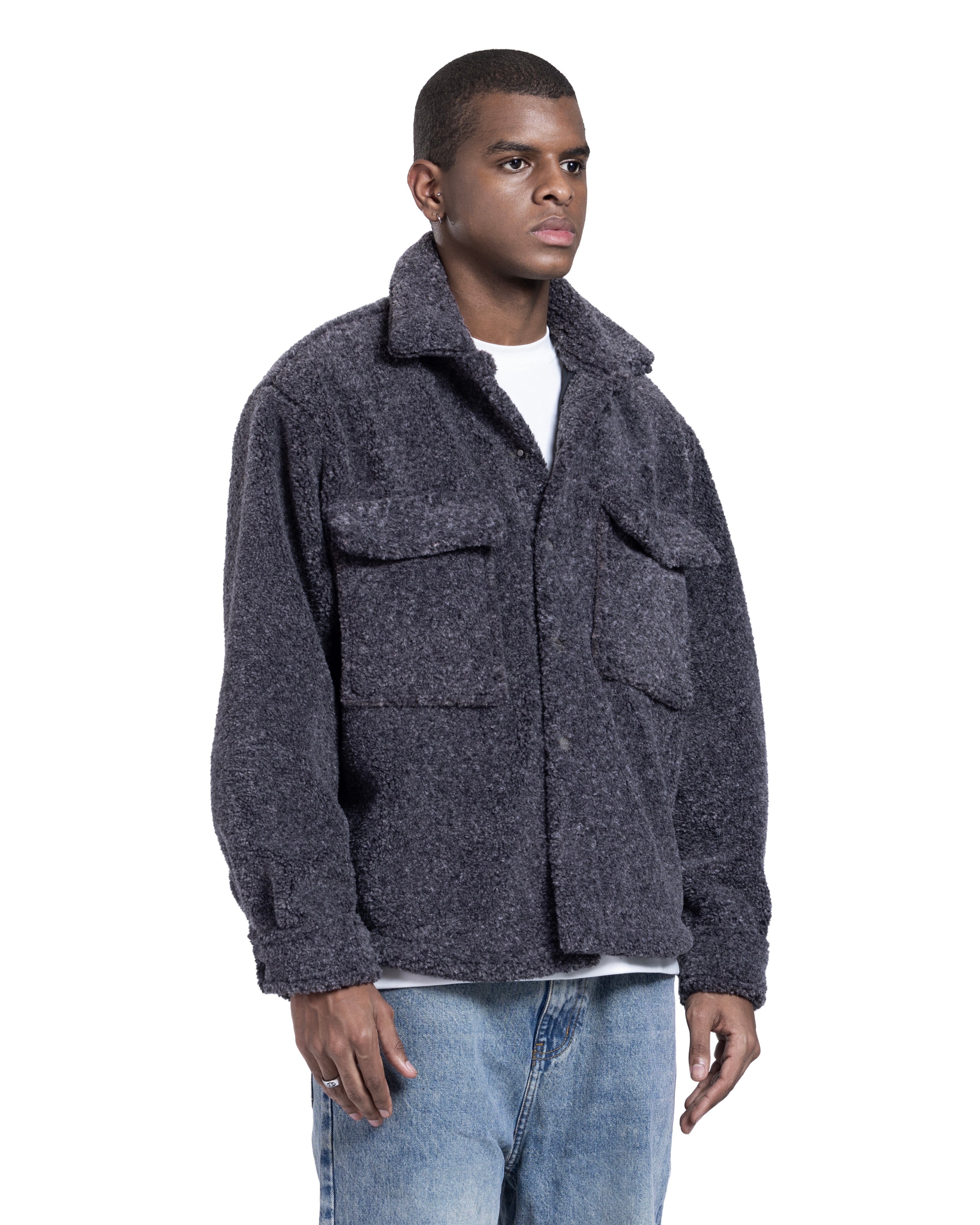 Dark Grey Faux Fur Jacket