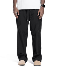 Black Relaxed Fit Drawstring Pants