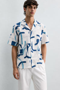 Blue Brushstroke Resort Shirt – Box Fit